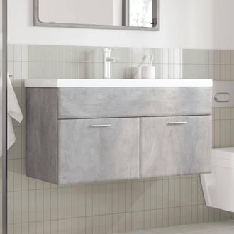 Berkfield Home Stylish Bathroom Sink Cabinet with Built-in Basin Concrete Grey