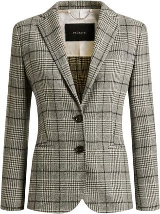 Kiton Kasjmier Prins van Wales Blazer - Dames - Blazers - Grijs - M - Kasjmier - Jassen
