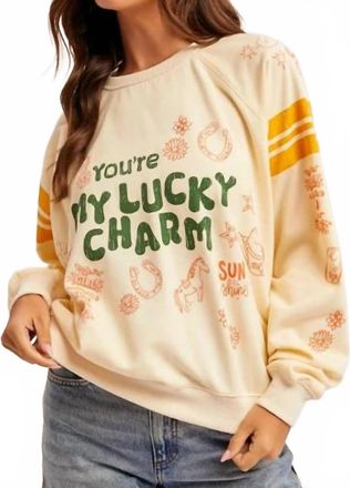 Hem & Thread Lucky Charm Terry Dolman Sweatshirt In Cream