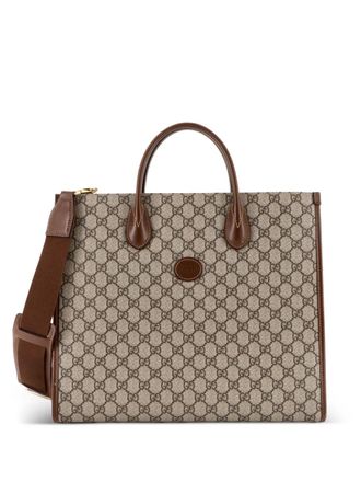 Gucci Structured Top Handle Open GG Coated Canvas Medium tote bag - Brown