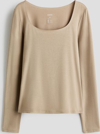 H&M Warming Langarmshirt in Slim Fit - Brown