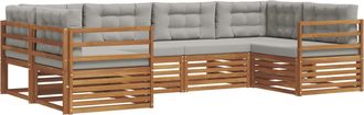 vidaXL Conjunto De Sof&aacute;s De Exterior 6 Uds. Gris Natural Y Claro Vidaxl