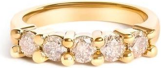 House of Brilliance Silver 1.0 Cttw Round Diamond 5 Stone Band Ring in Yellow at Nordstrom, Size 8