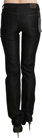 Ermanno Scervino Womens Black Mid Waist Skinny Slim Denim Trouser Cotton