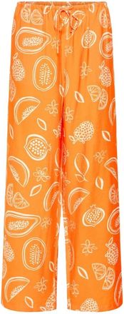 Ichi Wijde broek - Dames - Wijde Broeken - Oranje - S - Broeken