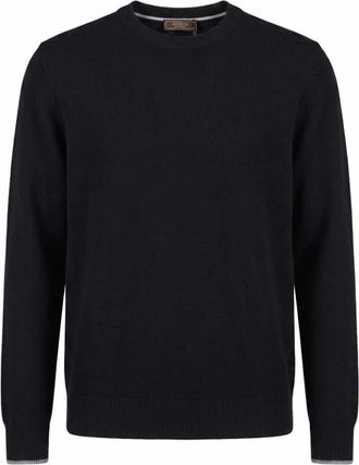 PESERICO Maglia Tricot U - Heren - Ronde hals truien - Blauw - 2XL - Wol - Truien & Vesten
