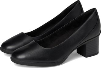 Clarks Womens Shaya Poppy, Black Leather, 9.5 Narrow