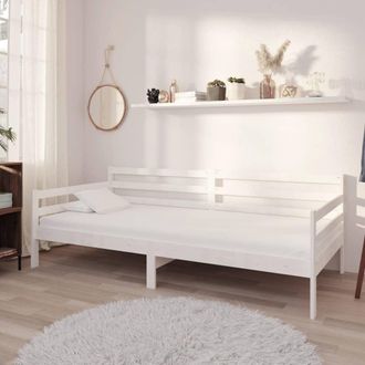 vidaXL Vidaxl - Sof&aacute; Cama Con Colch&oacute;n Madera De Pino Maciza Blanco 90x200 Cm