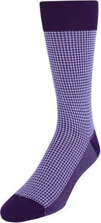 Trafalgar Store Doyle Houndstooth Design Mercerized Cotton Mid-Calf Socks in Purple And Lavender at Nordstrom