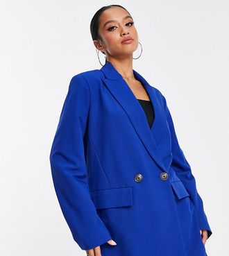 Vero Moda Petite Eleganter, zweireihiger Anzug-Blazer in Kobaltblau