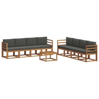 vidaXL Conjunto De Sof&aacute;s De Exterior 9 Pcs Natural Y Antracita Vidaxl