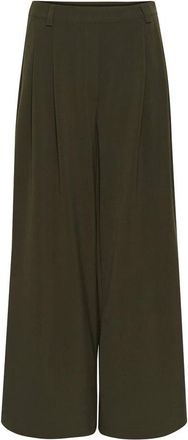 MY ESSENTIAL WARDROBE Wijde Hace Broek - Dames - Wijde Broeken - Groen - M - Broeken