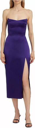 Amanda Uprichard Ivy Strapless Midi Dress In Blueberry