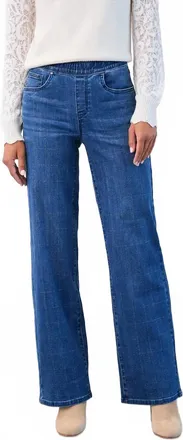 FDJ Portia Pull-On Wide Leg Denim Pants In Blue