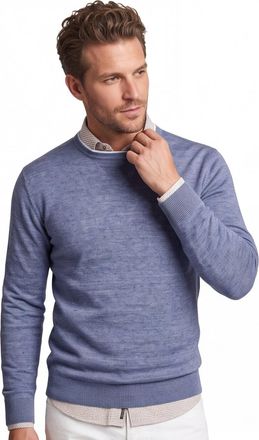 Gentiluomo trui blauw regular fit gem&ecirc;leerd ronde hals