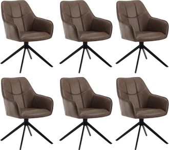 Woltu Woltu - Juego De 6 Sillas De Comedor Con Patas De Metal. Respaldo Y Asiento Giratorio. En Pu Marrone Vintage