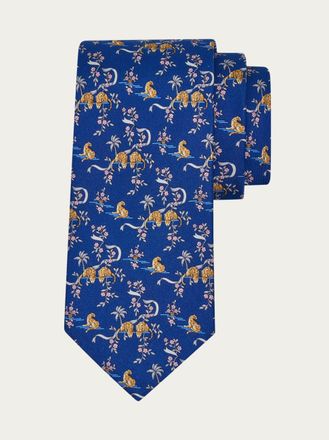 Ferragamo Uomo Cravatta in seta stampa Amazzone Blu