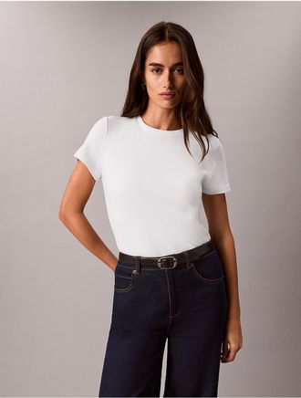 Calvin Klein Womens Cotton Crewneck Tee - White - XS