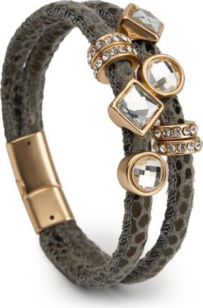 Saachi Charm Faux Leather Double Strand Bracelet in Grey at Nordstrom Rack