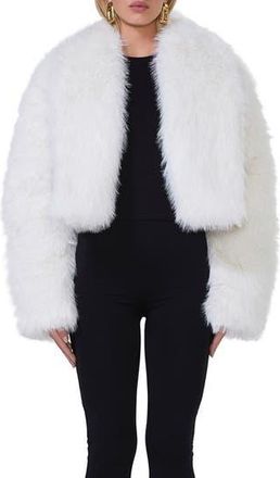 AFRM Stephanie Faux Fur Jacket in Off White Fur at Nordstrom Rack, Size X-Large
