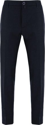 Jacob Cohen Navy Tailored Pressed-Pleat Stretch Wool Straight-Leg Pants