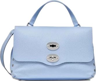 Zanellato Postina leather studded crossbody bag - Blue