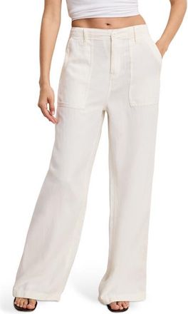 Good American Lite Cotton Blend Pants in Cloud White001 at Nordstrom, Size 14