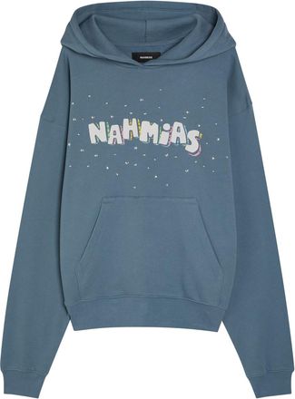 Nahmias Flower Trip Printed Hooded Cotton Sweatshirt - Blue - XL