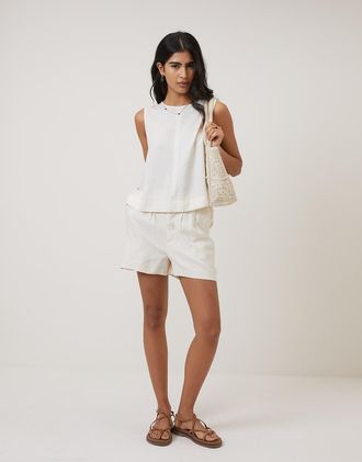 Nobody's Child Stirling - Top senza maniche in misto lino color crema in coordinato-Bianco