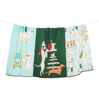 Tiramisu Cocktail Hour Set of 3 Kitchen Towels in Hunter Green/Aqua/ at Nordstrom Rack