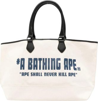 A Bathing Ape Canvas Tote Bag M - Heren - Shoppers - Wit - ONE Size - Tassen