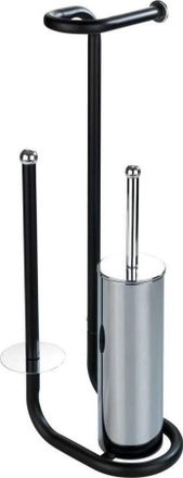WENKO Portarollo De Papel Higi&eacute;nico Con Cepillo Wc Negro Elegante