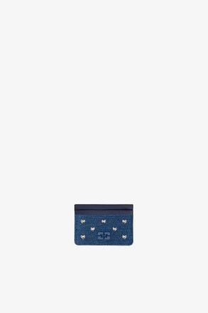 Ganni Blue Bou Card Holder in Denim