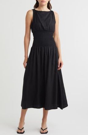 Faithfull The Brand La Canella Midi Sundress in Black at Nordstrom Rack, Size Small