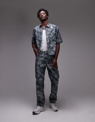 True Religion Bobby Super T - Jeans jacquard blu con tasche con patta in coordinato