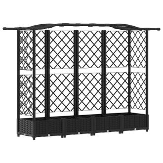 vidaXL Cama Elevada Con Trellis Y Techo Negro 203,5 X 40 X 125 Cm Pp Vidaxl