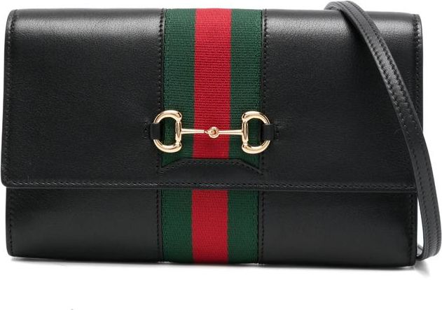 Horsebit Striped Clutch Bag