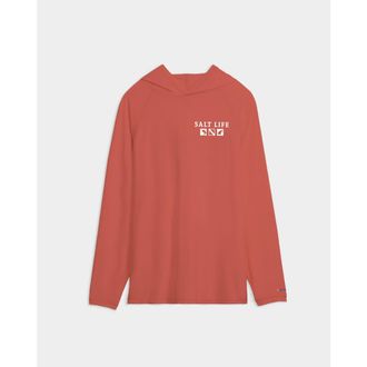 Salt Life Angler Tactics Lightweight Performance Hoodie in Burnt Coral Heather at Nordstrom, Size Xx-Large