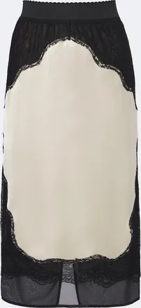The Attico Lace-trimmed satin midi skirt