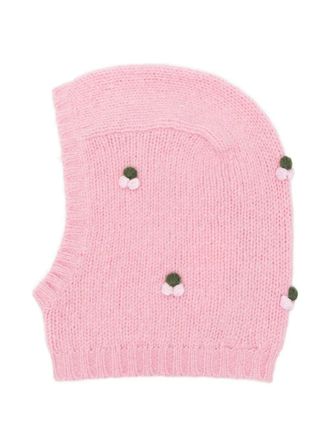 Stine Goya pompom-embellished balaclava - women - Alpaca/Nylon/Wool - One Size - Pink