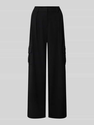 Stefanel Wide Leg Bundfaltenhose mit Cargotaschen in Black, Gr&ouml;&szlig;e 38