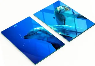 OEM Tablas De Servir De Cristal Para Cocina Con Dibujos De Dos Delfines, 2x40x52 Cm