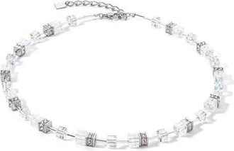 Coeur de Lion Geocube Iconic Nature Silver Necklace in White at Nordstrom