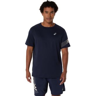 Asics Laufshirt ASICS ASICS ICON SS TOP, Herren, Gr. XXL, schwarz (midnight), Stoff, Obermaterial: 100% Polyester, unifarben, normal, Rundhals, eingesetzt e