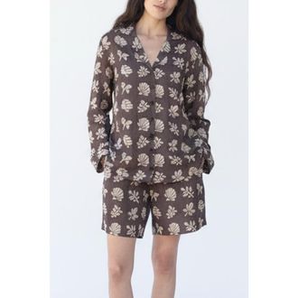 Ace & Jig Diego Notched Collar Button Up Shirt in Botanical at Nordstrom, Size 4X-Large