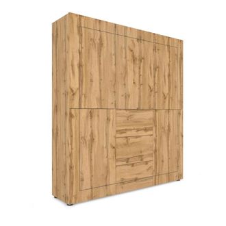 Itamoby Armario alto 5 puertas/3 cajones 150x35x165cm efecto madeira roble