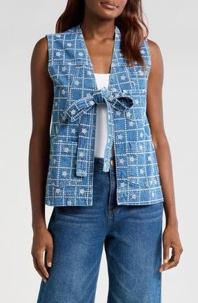 Damson Madder Dilly Broderie Denim Vest in Snake at Nordstrom Rack, Size 6 Us / 10 Uk
