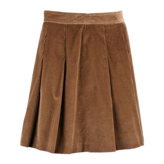 Max Mara Rokken, Dames, Bruin, S, Katoen, Pleated Velvet Skirt