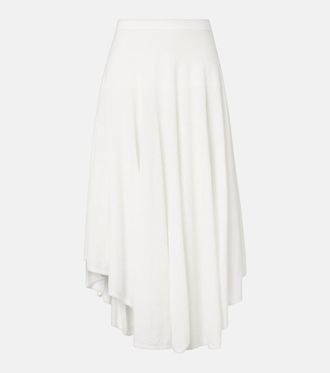 Alaia Ala&iuml;a Semi-sheer asymmetric cotton cr&ecirc;pe skirt