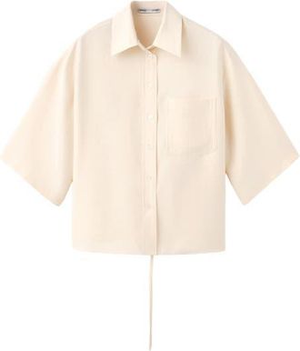 Mango Oversize Button-Up Shirt in Ecru at Nordstrom, Size 8